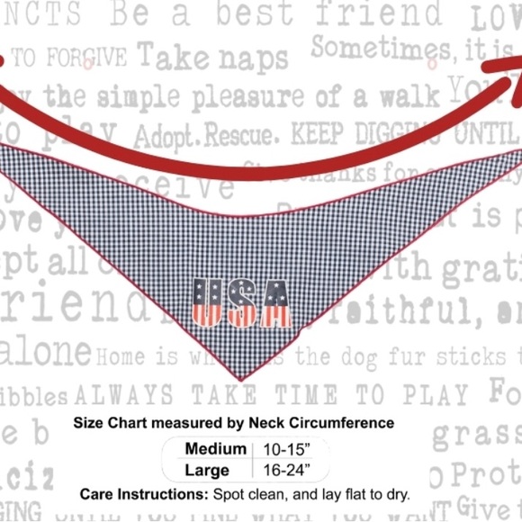 Lg 16”-24” USA theme flag Bandana - Picture 3 of 3
